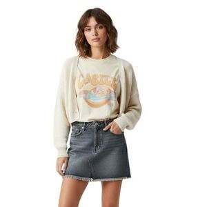 Agolde Denim Mini Skirt Frayed Hem Gray Wash Casual Chic Womens Fashion